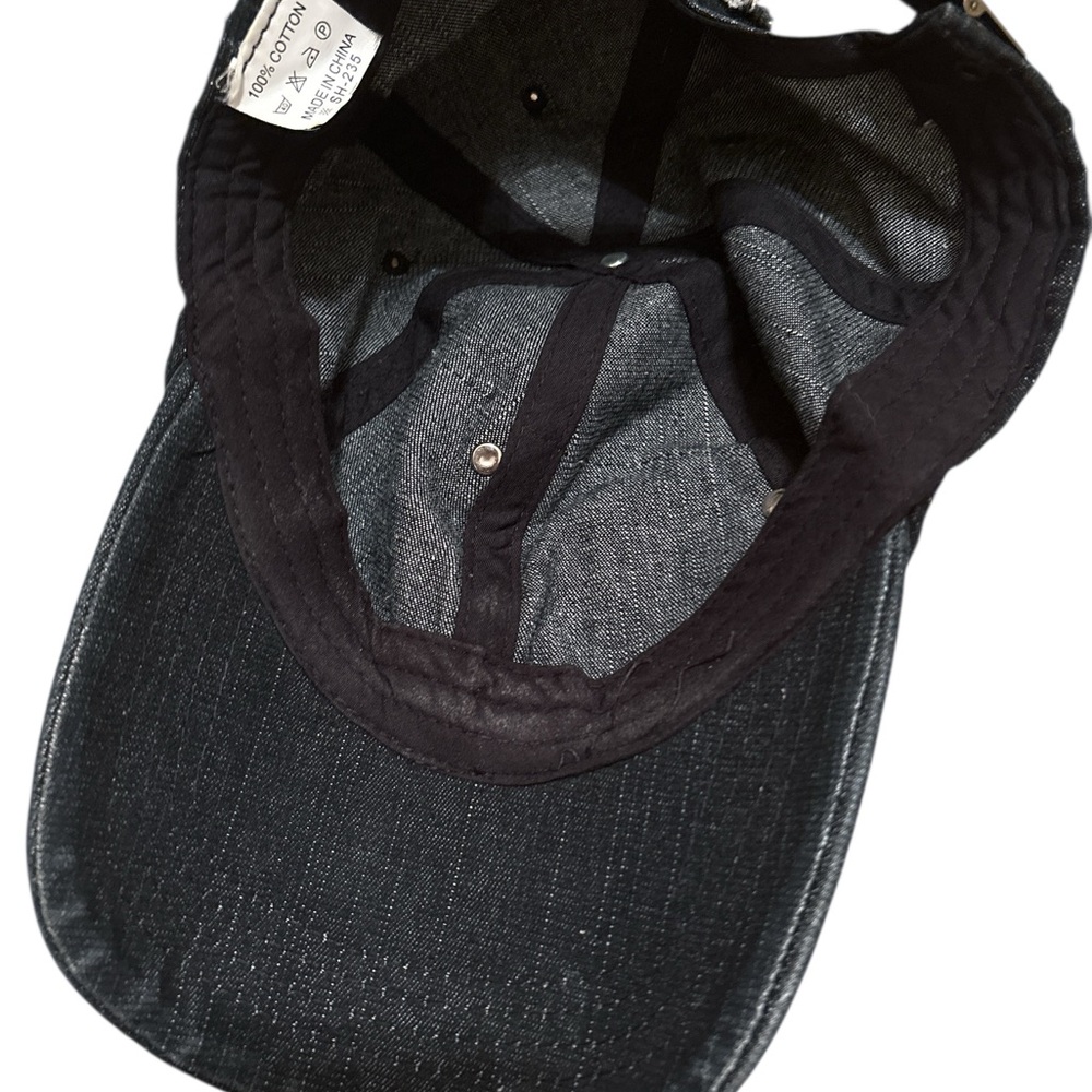 Skull & Studded Black/Blue and Cream Skull Patch Hat - Picture 6 of 6